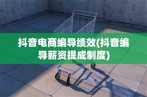 抖音电商编导绩效(抖音编导薪资提成制度)