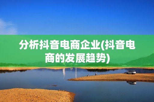 分析抖音电商企业(抖音电商的发展趋势)