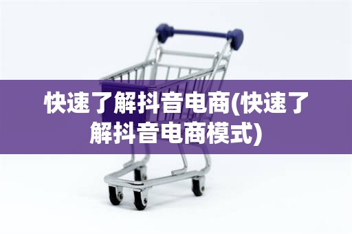 快速了解抖音电商(快速了解抖音电商模式)