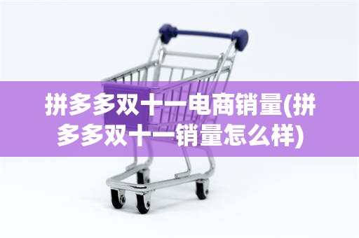 拼多多双十一电商销量(拼多多双十一销量怎么样)
