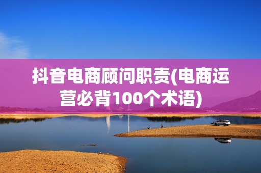 抖音电商顾问职责(电商运营必背100个术语)